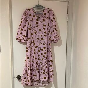 A New Day Pink and Brown Floral Midi Dress